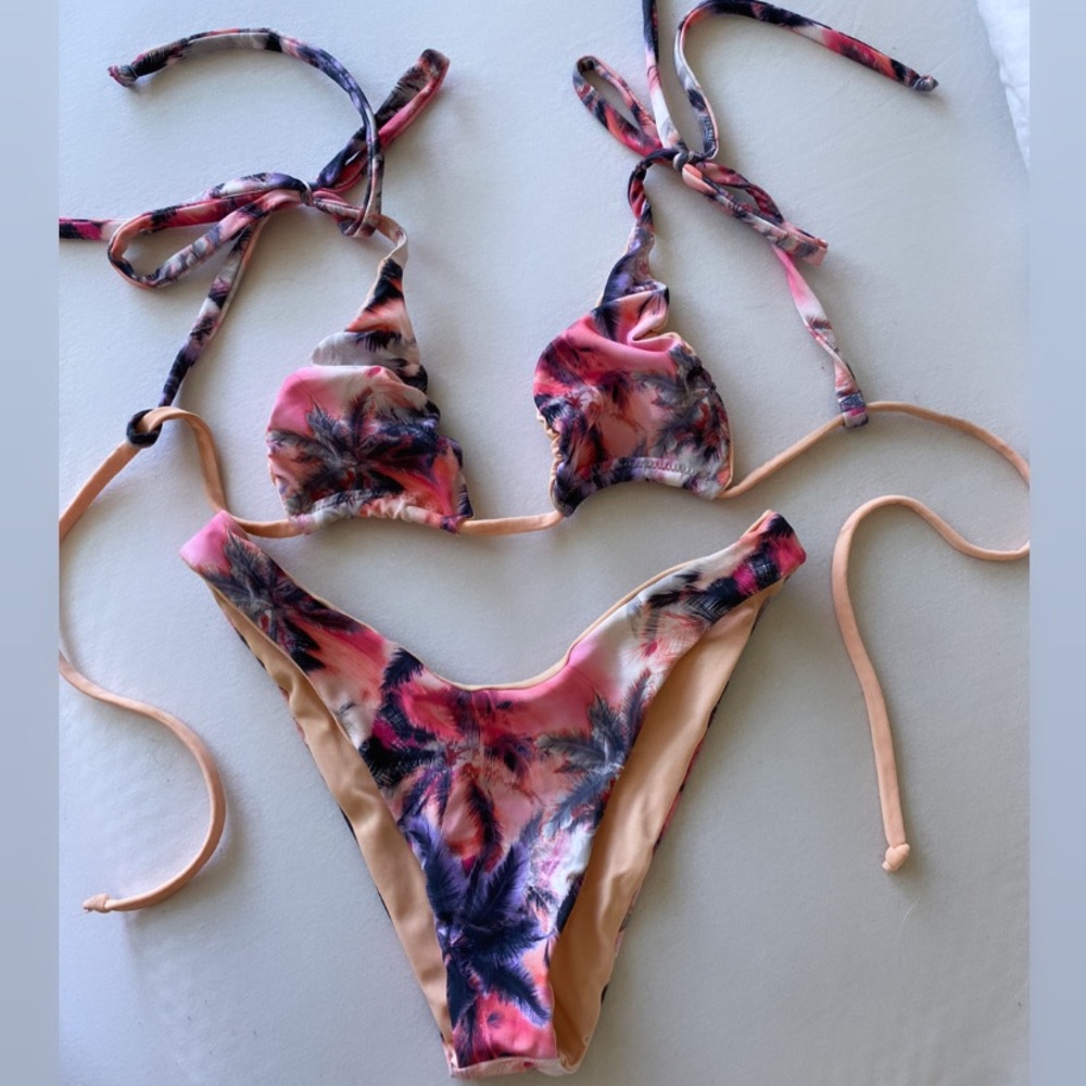Pink/ Peach Palm Tree Bikini
